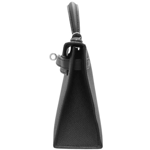 Mini Kelly 2, Epsom calfskin, palladium hardware, black, silver hardware, B stamp.