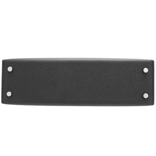 Mini Kelly 2, Epsom calfskin, palladium hardware, black, silver hardware, B stamp.