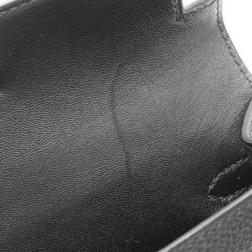 Mini Kelly 2, Epsom calfskin, palladium hardware, black, silver hardware, B stamp.