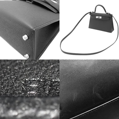 Mini Kelly 2, Epsom calfskin, palladium hardware, black, silver hardware, B stamp.