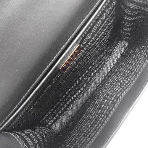 Chain shoulder bag, saffiano leather, calfskin, SAFFIANO+SOFT CALF NERO (black), 1BD133, shoulder bag, crossbody bag.