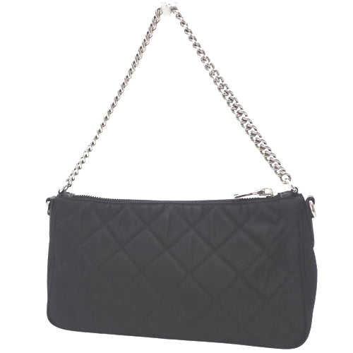 Quilted 2-way shoulder bag, nylon, TESSUTO IMPUNTU NERO (black), 1BH026 2AS3 F0002, chain bag, shoulder bag, crossbody bag.