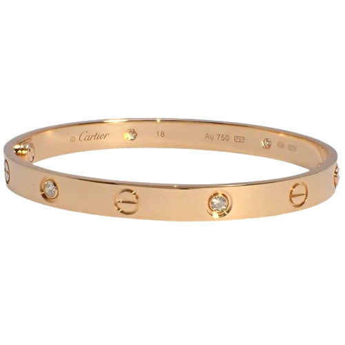 Love Bracelet, Diamond, Pink Gold (K18PG), Accessory, Jewelry, 4PD Bangle
