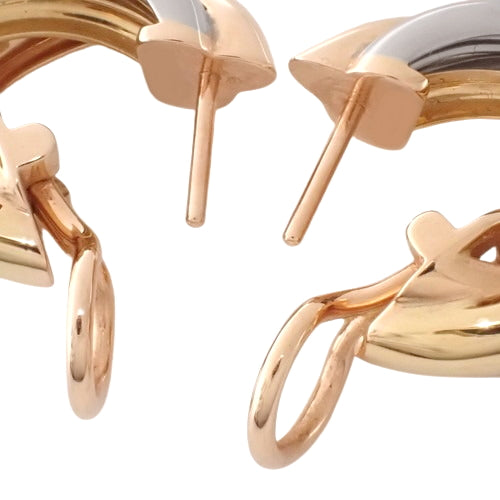 Trinity Earrings, Yellow Gold (K18YG), Pink Gold (K18PG), White Gold (K18WG), Accessory, Jewelry, Three-Color Hoop