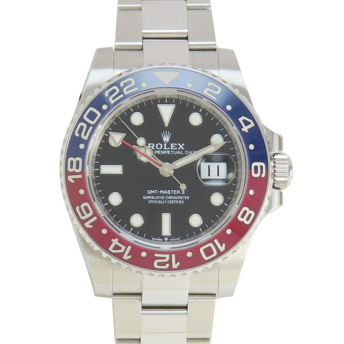 [2022 保修] 126710BLRO GMT-Master II 不锈钢 SS 随机编号自动手表 2022 年 2 月购买 黑色银色