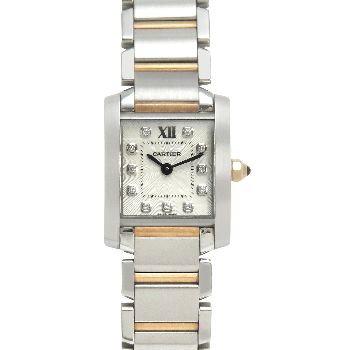 Tank Française SM WE110004, PG/SS, Quartz, 11 Diamonds, Purchased October 2019, Silver, Pink Gold, with Warranty