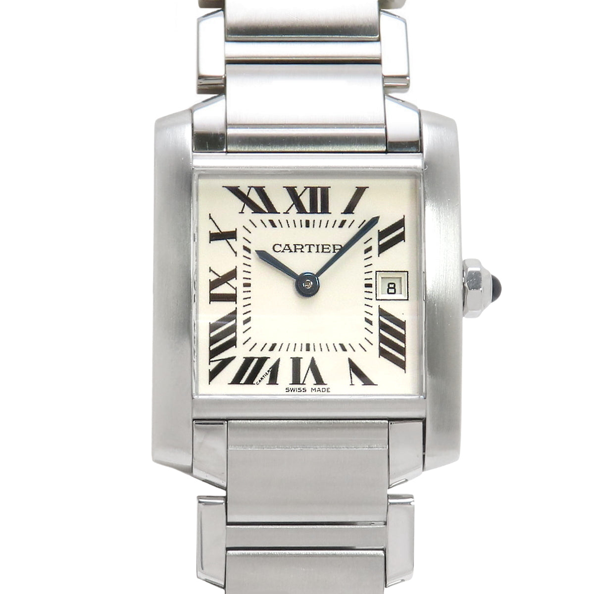 Tank Française MM W51011Q3 Stainless Steel Quartz Watch with Warranty, Purchased July 2013, White and Silver