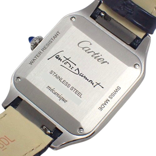 [2024 Warranty] Santos-Dumont LM WSSA0046 Stainless Steel/Leather Manual Winding Purchased February 2024 Black