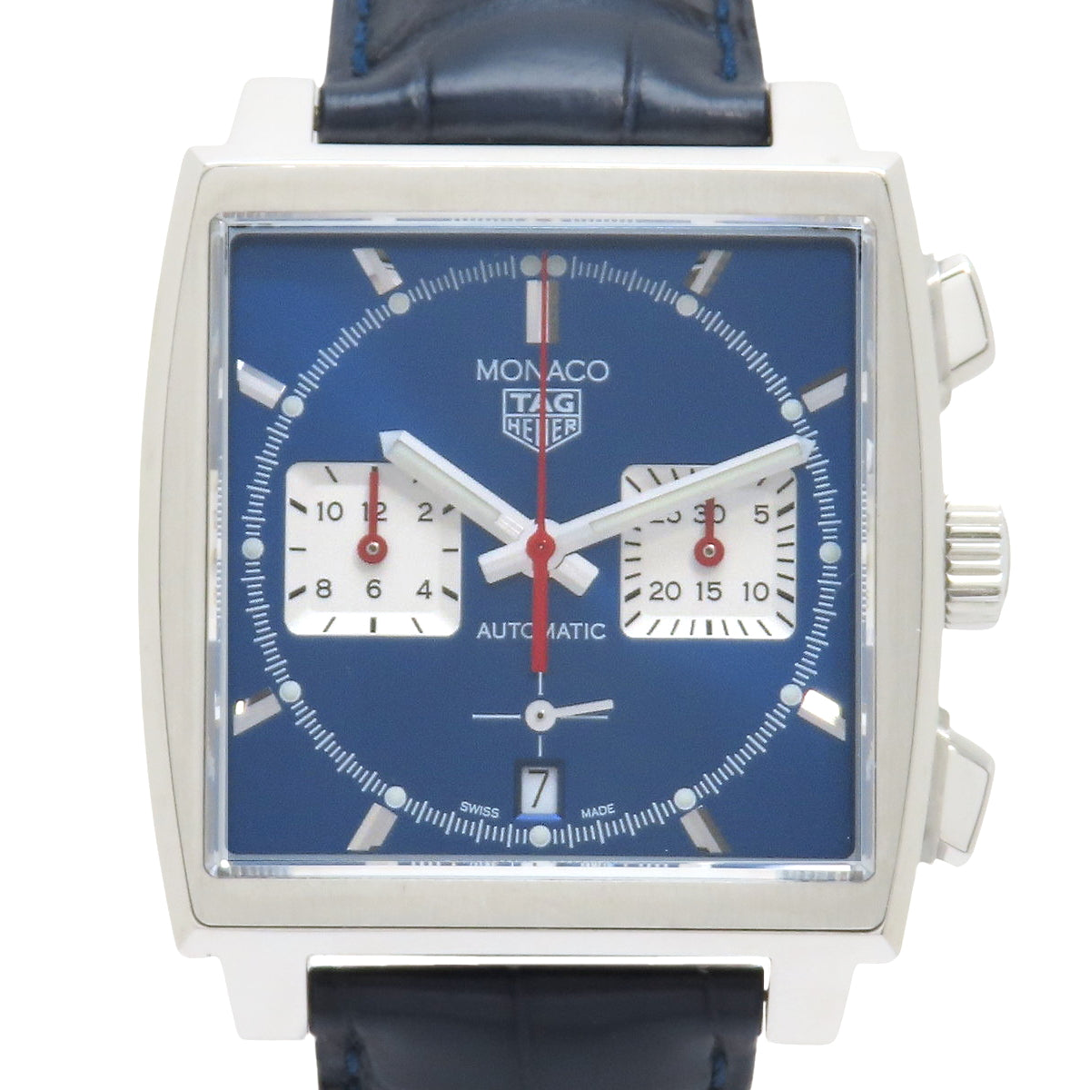 [2021 Warranty] Monaco CBL2111.FC6453 Stainless Steel/Leather Automatic Watch, Purchased in March 2021, Blue