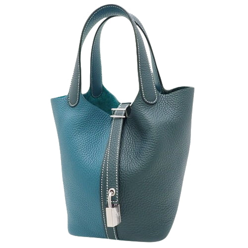 Picotin Lock, Kazak PM, Vert Chypre/Vert Bosphore, Taurillon Clemence, Palladium Hardware, Silver Hardware, Y Stamp, Tote Bag