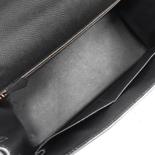 Kelly 28 (Exterior Stitched) Epsom Calfskin Leather, Black, Gold Hardware, D Stamp