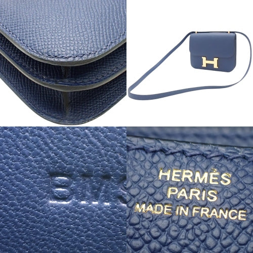 [New] Constance Mini 3 Miroir, Epsom calfskin, Bleu Plus, gold hardware, B stamp.