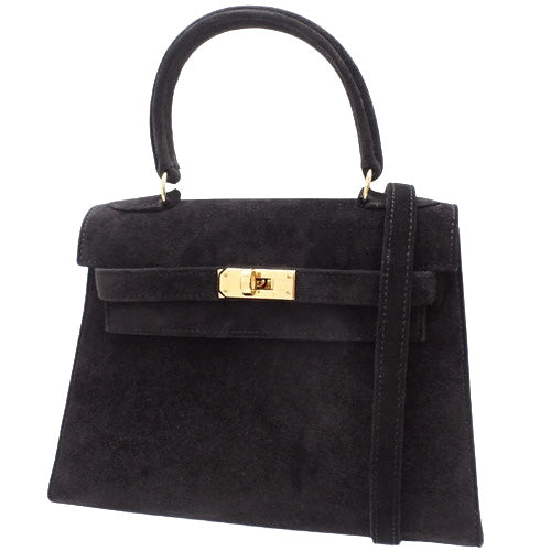 Mini Kelly (exterior stitching) Doblis Black, gold hardware, 〇X stamp.