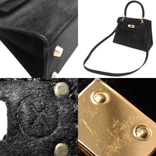 Mini Kelly (exterior stitching) Doblis Black, gold hardware, 〇X stamp.