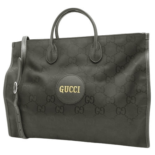 Gucci Off The Grid Tote Bag, Leather &amp; GG Nylon, Black, ‎630353 H9HAN 1000, 2-way shoulder bag.