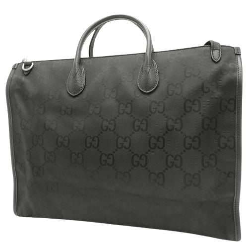 Gucci Off The Grid Tote Bag, Leather &amp; GG Nylon, Black, ‎630353 H9HAN 1000, 2-way shoulder bag.