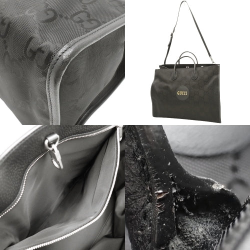 Gucci Off The Grid Tote Bag, Leather &amp; GG Nylon, Black, ‎630353 H9HAN 1000, 2-way shoulder bag.
