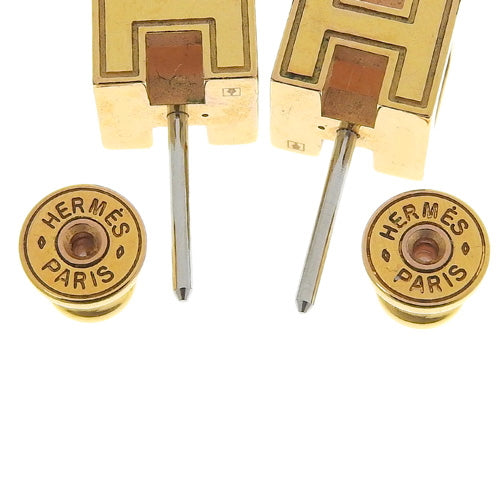 Cage d'H H Cube Earrings, Metal (GP), Accessory, Jewelry