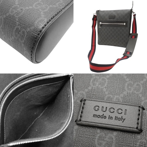 GG Supreme Messenger Bag, GG Supreme Canvas, Black, Navy, Red, 474137 K5RLN 1095, Shoulder Bag, Crossbody, Webbing