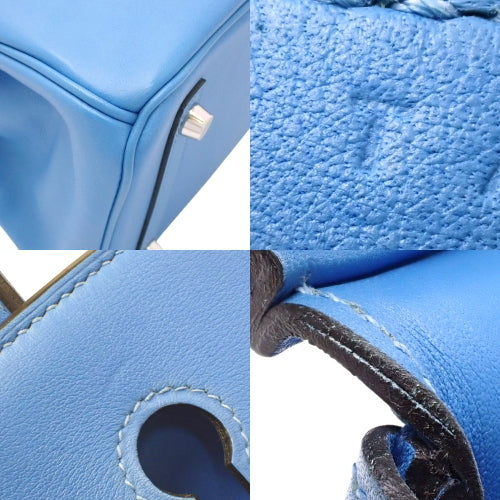 Birkin 25, Voile Swift leather, palladium hardware, Bleu Paradis (blue paradise) color, silver hardware, T stamp.