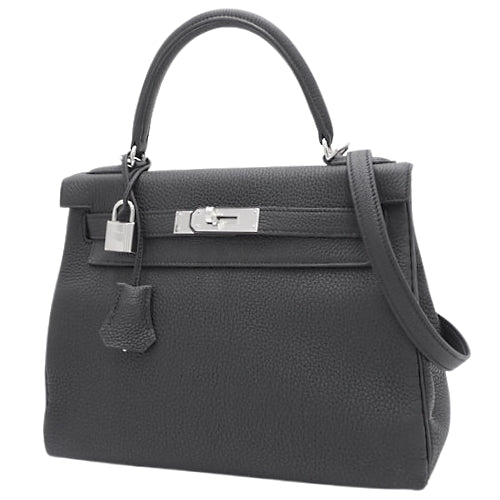 [New] Kelly 28 (inner-stitched) Togo leather, palladium hardware, black, silver hardware, W stamp.