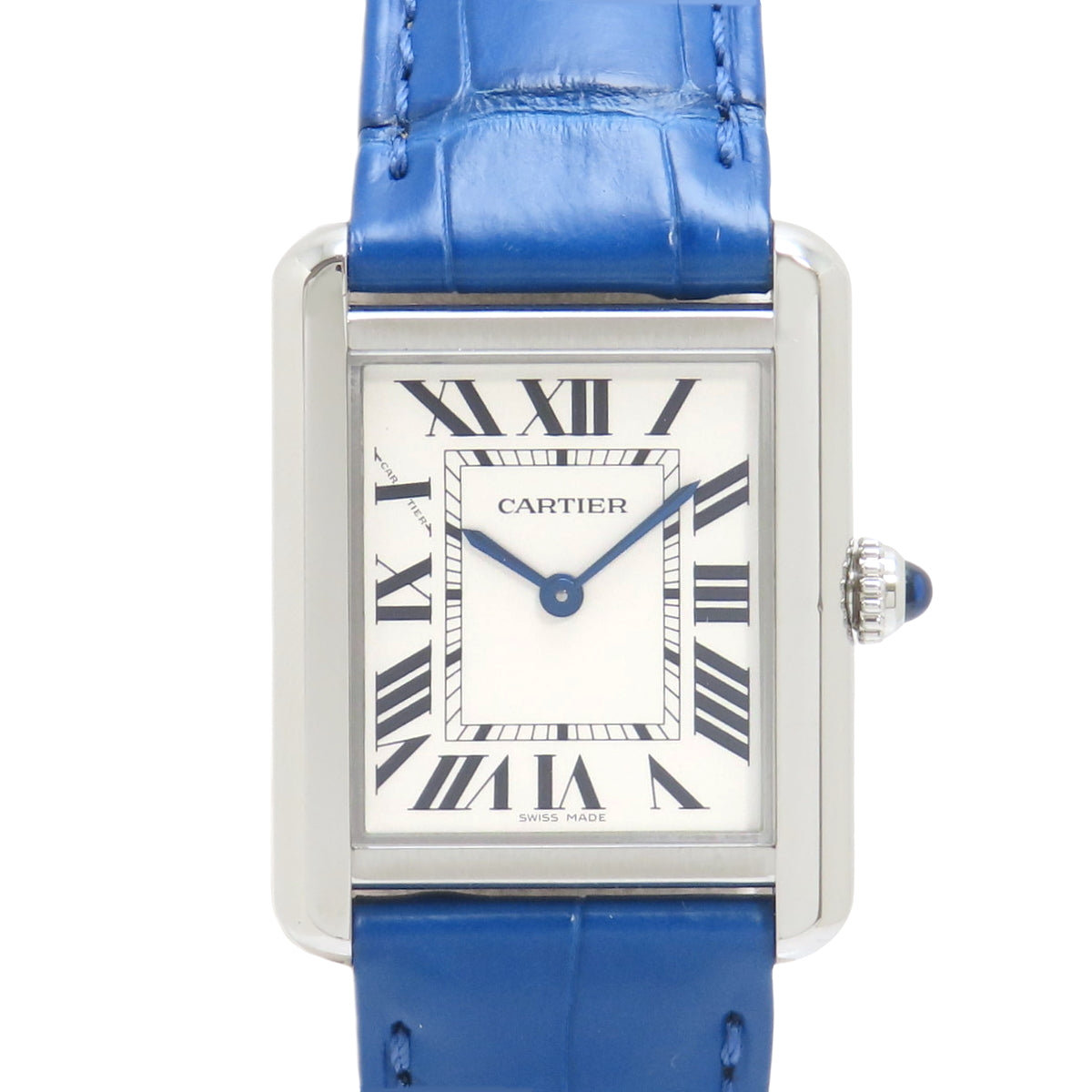 Tank Solo SM WSTA0030 Stainless Steel/Crocodile Quartz Watch with Warranty, White/Blue, Purchased March 2020