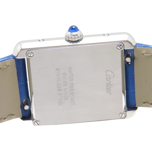 Tank Solo SM WSTA0030 Stainless Steel/Crocodile Quartz Watch with Warranty, White/Blue, Purchased March 2020