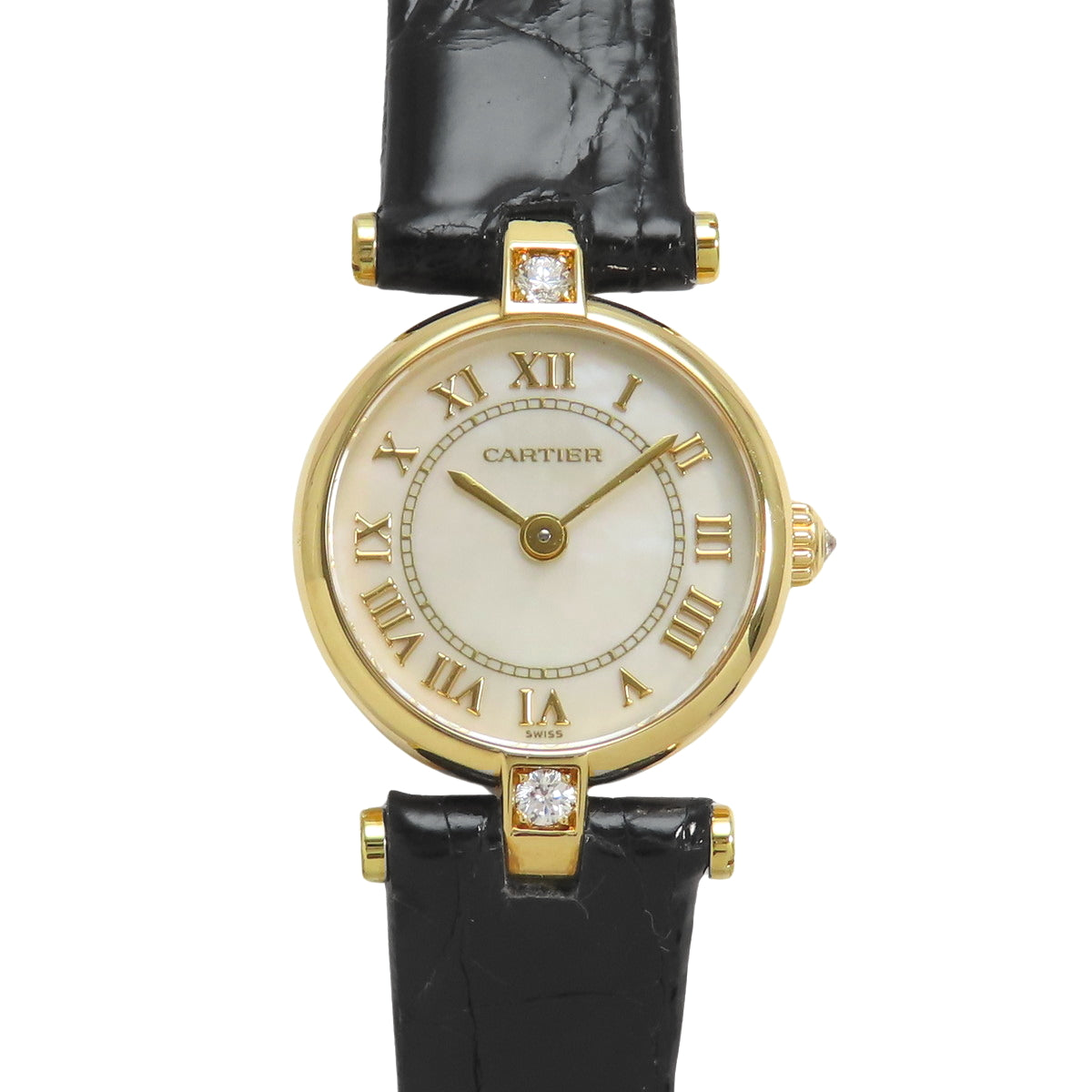 Mini Vendôme YG Yellow Gold/Leather Quartz White