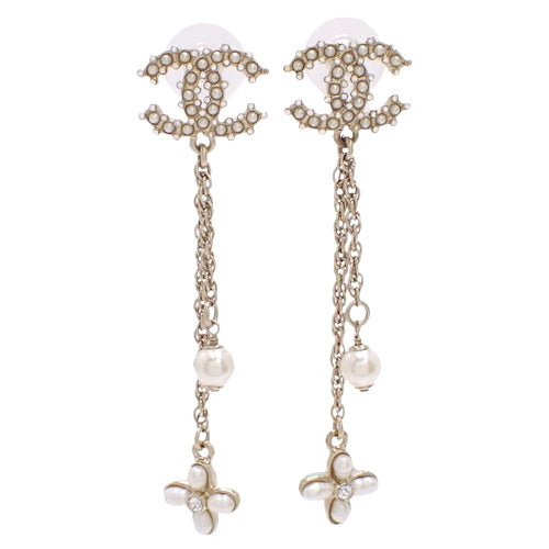COCOMARK Swing Flower Earrings, Metal (GP), Faux Pearl, Accessory, Jewelry, Dangle, Flower Motif