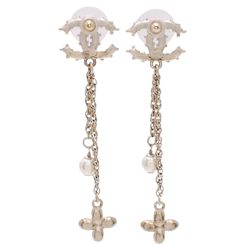 COCOMARK Swing Flower Earrings, Metal (GP), Faux Pearl, Accessory, Jewelry, Dangle, Flower Motif