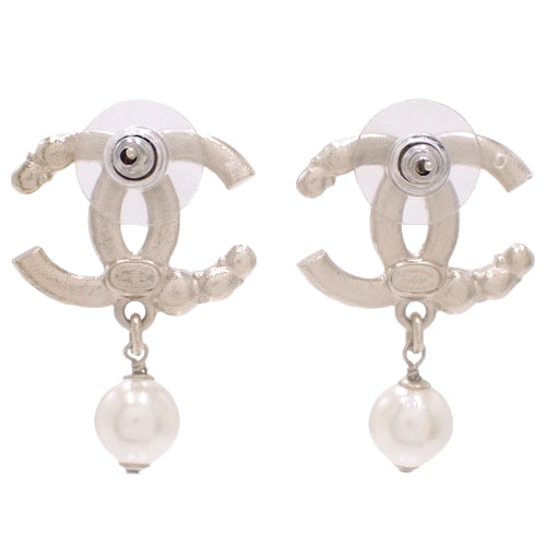 Coco Mark Earrings, Metal (GP), Faux Pearl, Rhinestone, Accessories, Jewelry