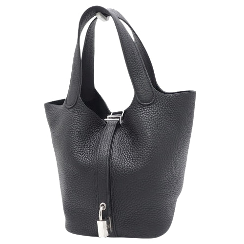 Picotin Lock PM Taurillon Clemence Leather Tote Bag with Palladium Hardware and Silver Hardware, D Stamp
