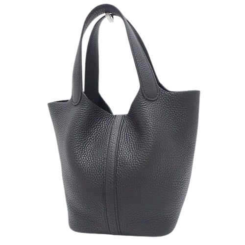 Picotin Lock PM Taurillon Clemence Leather Tote Bag with Palladium Hardware and Silver Hardware, D Stamp