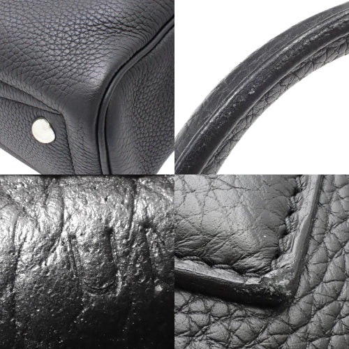 Victoria 2 12H Taurillon Clemence 皮革手提包/公文包，配钯金和银质金属配件和 U 形印章