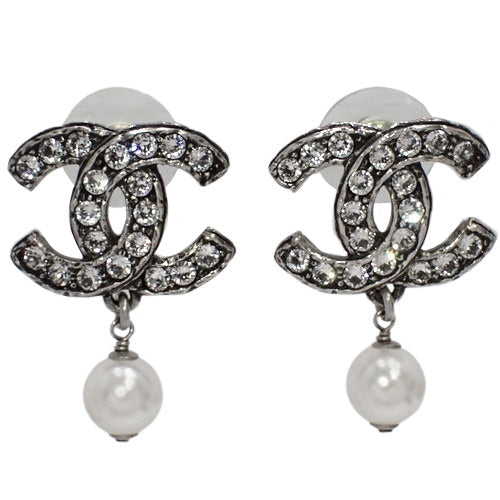 Coco Mark Pearl Swing Earrings, Metal, Faux Pearl, Rhinestone, Accessory, Jewelry, Dangle
