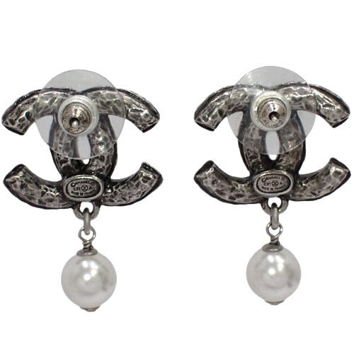 Coco Mark Pearl Swing Earrings, Metal, Faux Pearl, Rhinestone, Accessory, Jewelry, Dangle