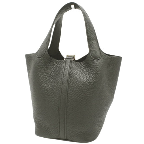 Picotin Lock PM Taurillon Clemence Leather Tote Bag with Gold Hardware and U Stamp