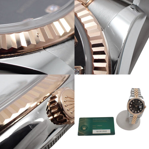 [2022 Warranty] 116231G Datejust 36K 18K Pink Gold PG Random Number Automatic 10P Diamond Computer Jubilee Bracelet Purchased in May 2022 Black Silver