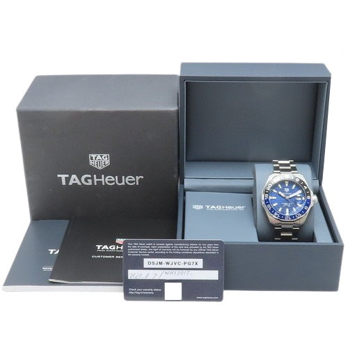 [Warranty Included] Aquaracer Caliber 7 GMT WAY201T Stainless Steel Automatic Watch, Blue and Silver, Purchased August 2020