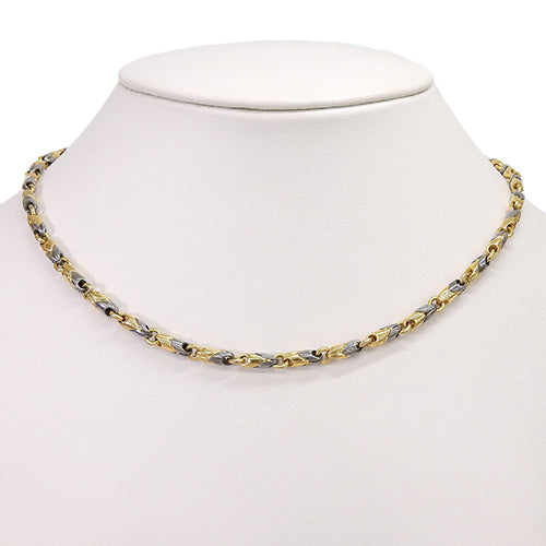 Passo Doppio Chain Necklace in 18K Yellow Gold, Stainless Steel, and Stainless Steel.