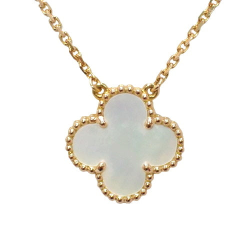 Vintage Alhambra Mother-of-Pearl Pendant (VCARA45900) (Current as of September 2024) in 18K Yellow Gold with Clover Motif