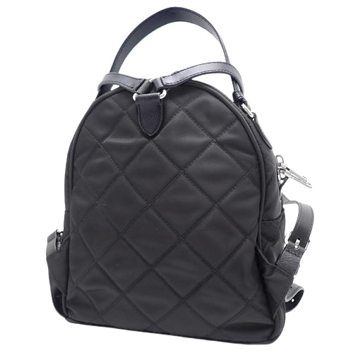 Quilted shoulder/mini backpack in nylon and Saffiano leather, TESSUTO IMPUNTU NERO, 1BZ066 2AS3 F0002