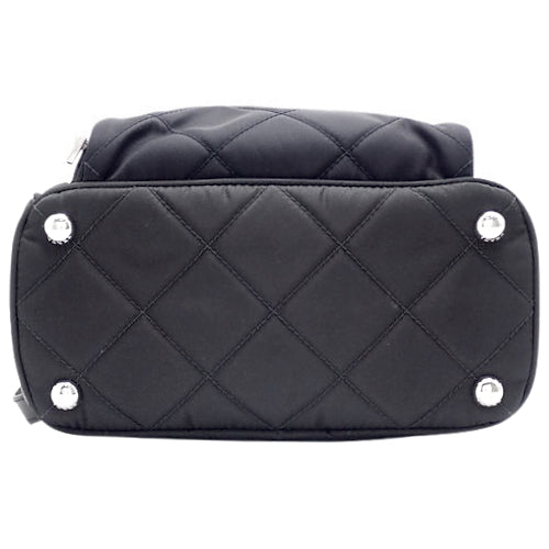 Quilted Backpack, Nylon &amp; Saffiano Leather, Tessuto Impuntù Nero, Black, 1BZ066 2AS3 F0002, Shoulder Bag, Mini Backpack