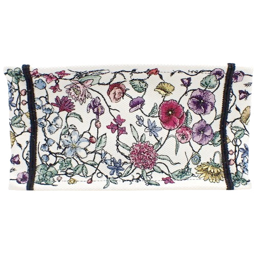 Florilegio Small Book Tote with Embroidered Floral Print, Canvas Handbag (M1265ZEMF_M933)