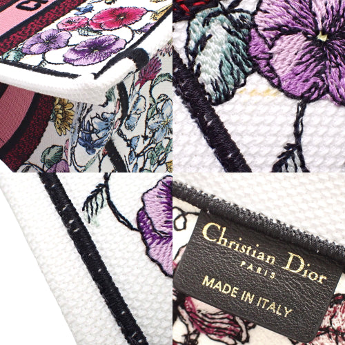Florilegio Small Book Tote with Embroidered Floral Print, Canvas Handbag (M1265ZEMF_M933)