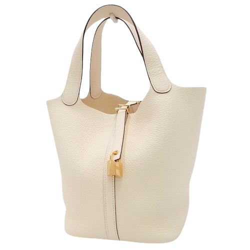 Picotin Lock MM Nata Tote Bag in Taurillon Clemence Leather with Gold Hardware and Z Stamp