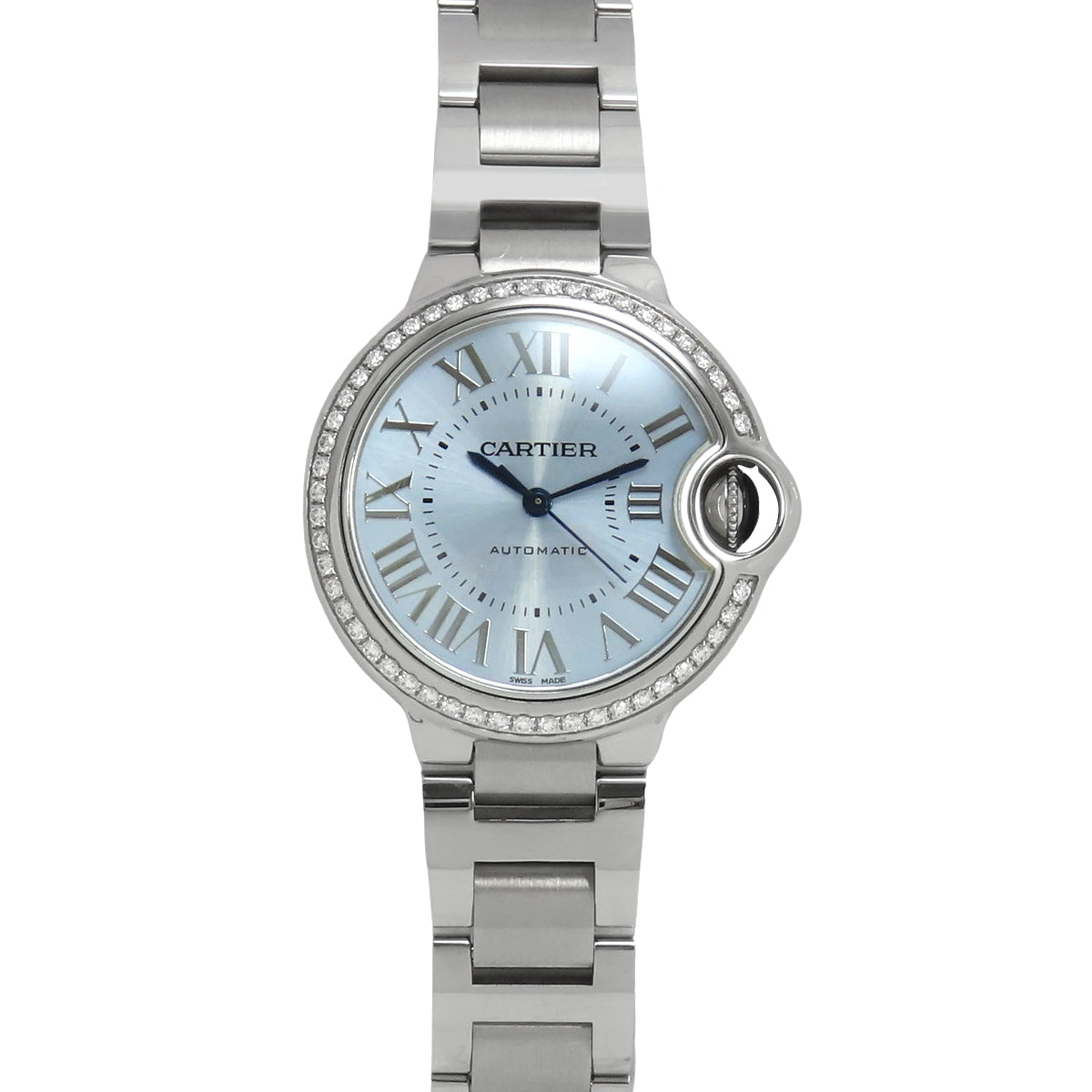 Ballon Bleu de Cartier Watch W4BB0028 Stainless Steel Automatic with Diamond Bezel, Sky Blue, Purchased in January 2022, with 2022 Warranty