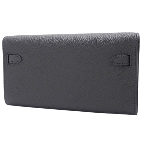 Kelly To Go Wallet, Epsom leather, palladium hardware, silver hardware, U stamp, long wallet, shoulder bag, crossbody bag