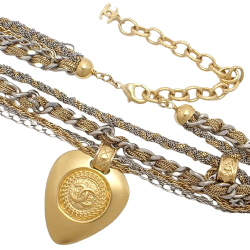 Coco Mark 5-Chain Necklace, Metal (GP) Accessory, Jewelry, Five-Chain Pendant