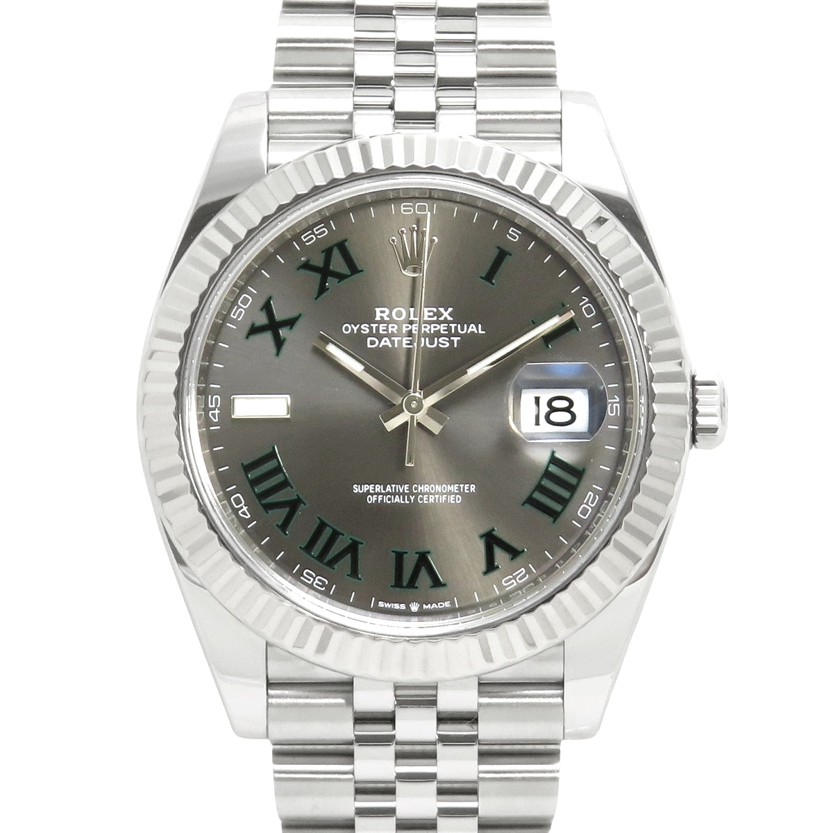 126334 Datejust 41 白金/不锈钢自动腕表，配石板罗马数字 Jubilee 表带，2021 年 9 月购买，灰色和银色